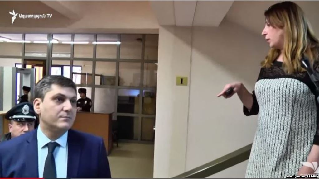 Armenia -- Head of Yerevan Municipality Public Affairs Section talks to representative Zaruhi Postanjian, Yerevan, 19Feb2018