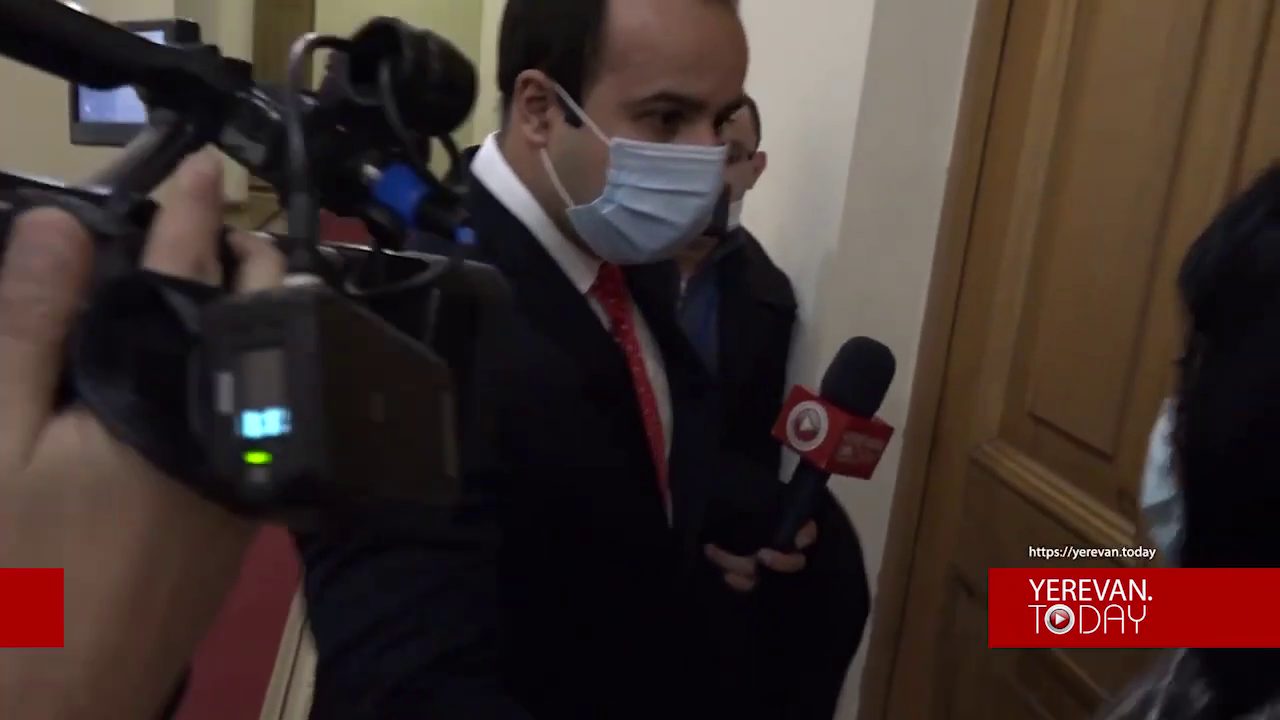Armenia -- MP Hayk Sargsyan takes the microphone away from the journalist, Yerevan, 13Jan2021