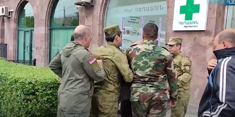 Armenia -- Mediahub journalist and cameraman attacked by police representatives in Yerevan, 02May2022